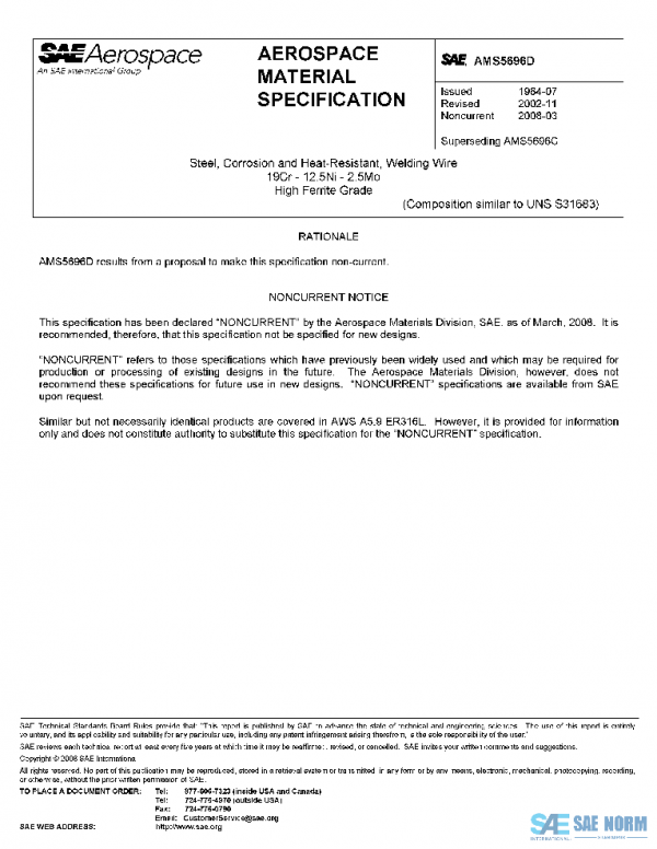 SAE AMS5696D PDF SAE AMS5696D PDF