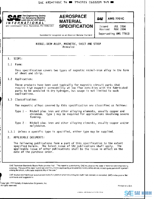 SAE AMS7701C PDF SAE AMS7701C PDF