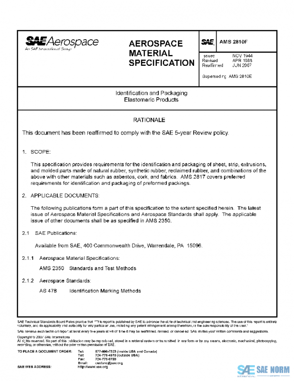 SAE AMS2810F PDF SAE AMS2810F PDF
