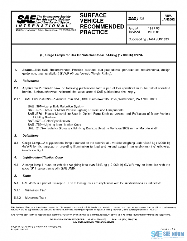 SAE J1424_200201 PDF SAE J1424_200201 PDF