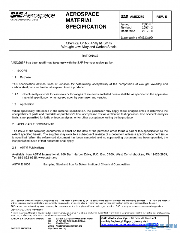 SAE AMS2259E PDF SAE AMS2259E PDF