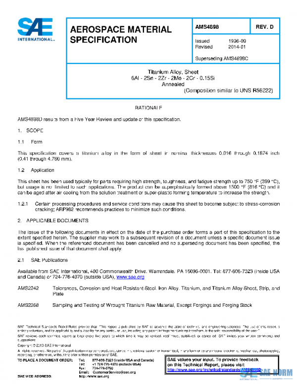 SAE AMS4898D PDF SAE AMS4898D PDF
