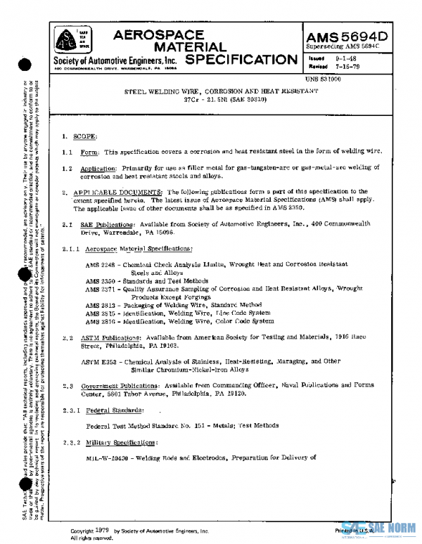 SAE AMS5694D PDF SAE AMS5694D PDF
