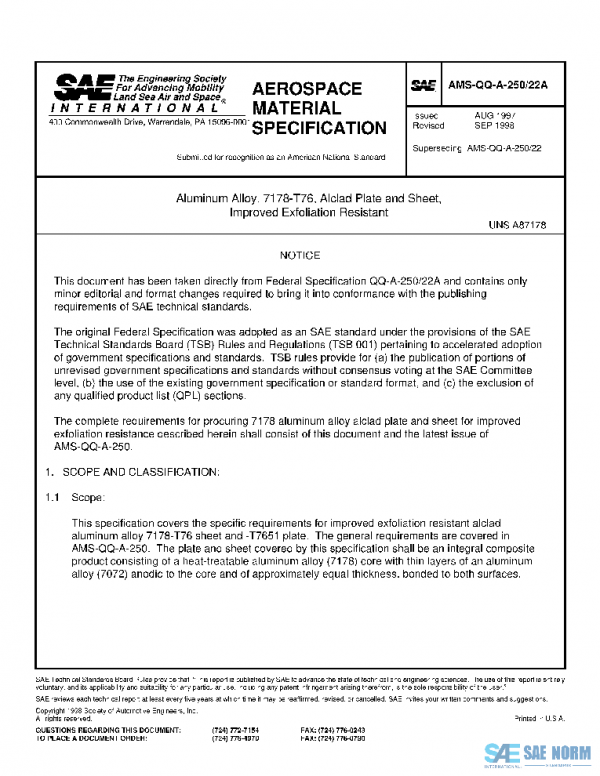SAE AMSQQA250/22A PDF SAE AMSQQA250/22A PDF