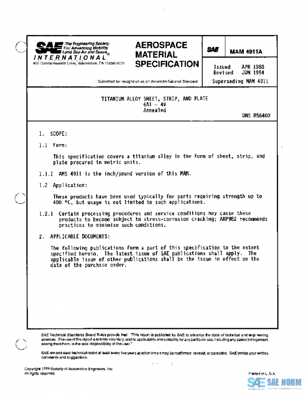 SAE MAM4911A PDF