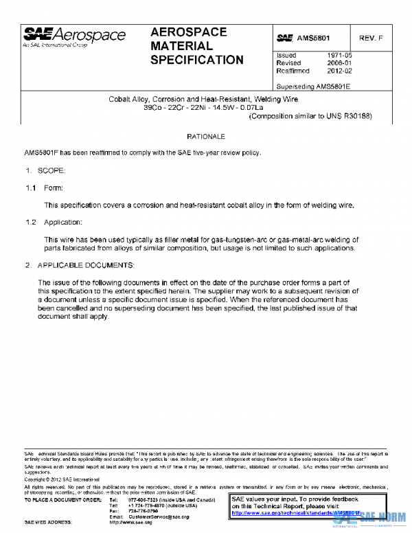 SAE AMS5801F PDF SAE AMS5801F PDF
