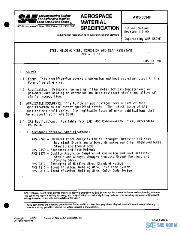 SAE AMS5694F PDF SAE AMS5694F PDF