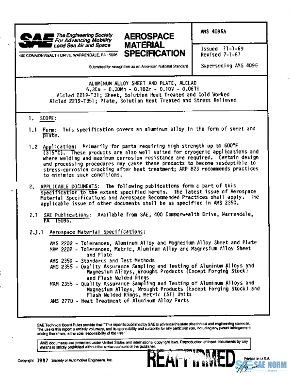 SAE AMS4095A PDF SAE AMS4095A PDF