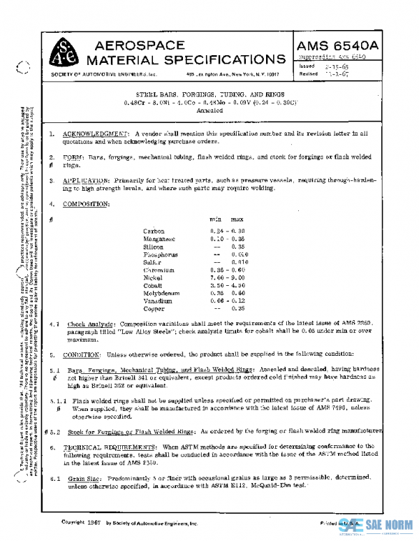 SAE AMS6540A PDF SAE AMS6540A PDF