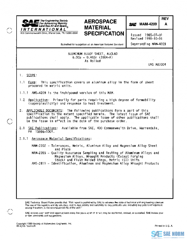 SAE MAM4209A PDF