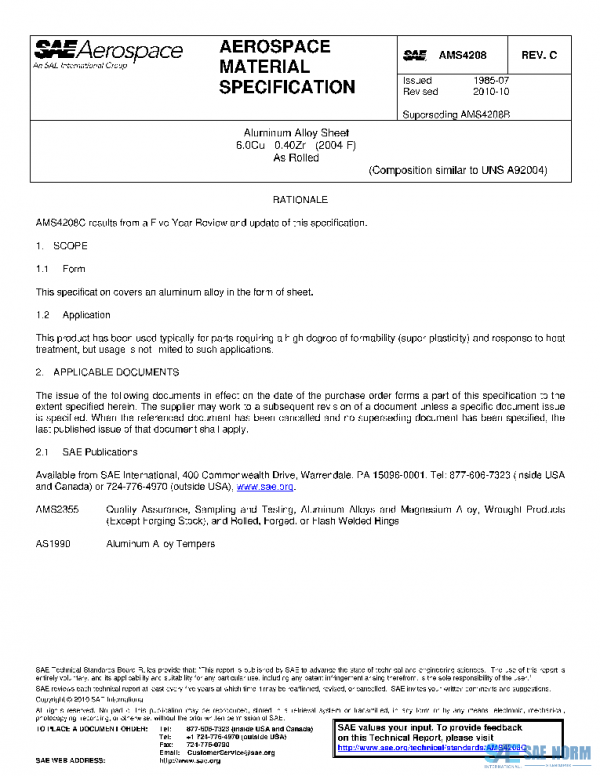 SAE AMS4208C PDF SAE AMS4208C PDF