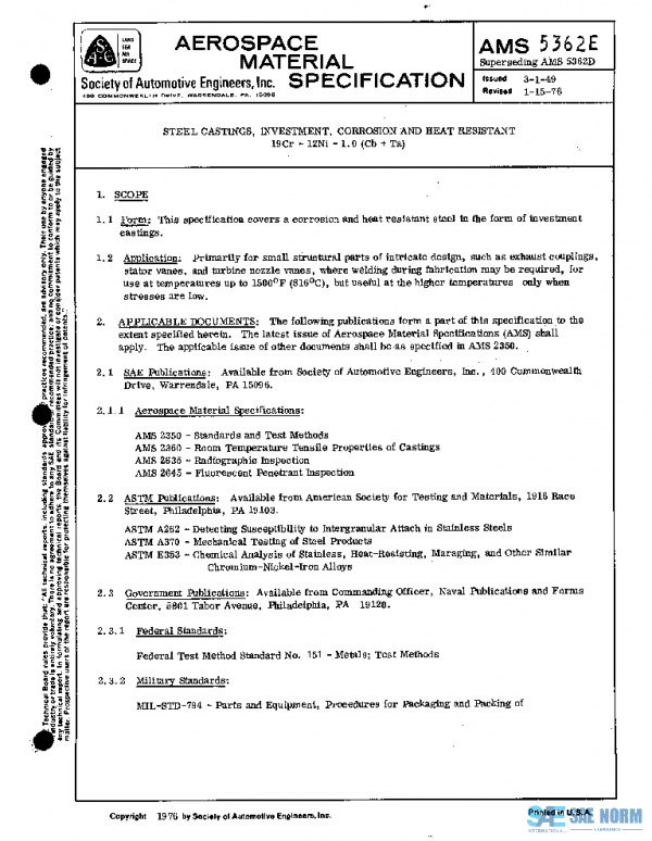 SAE AMS5362E PDF SAE AMS5362E PDF