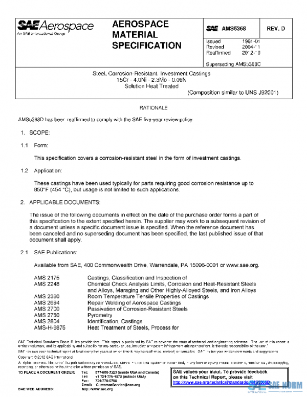 SAE AMS5368D PDF