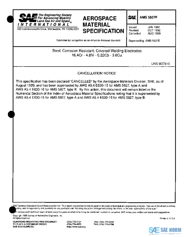 SAE AMS5827F PDF SAE AMS5827F PDF