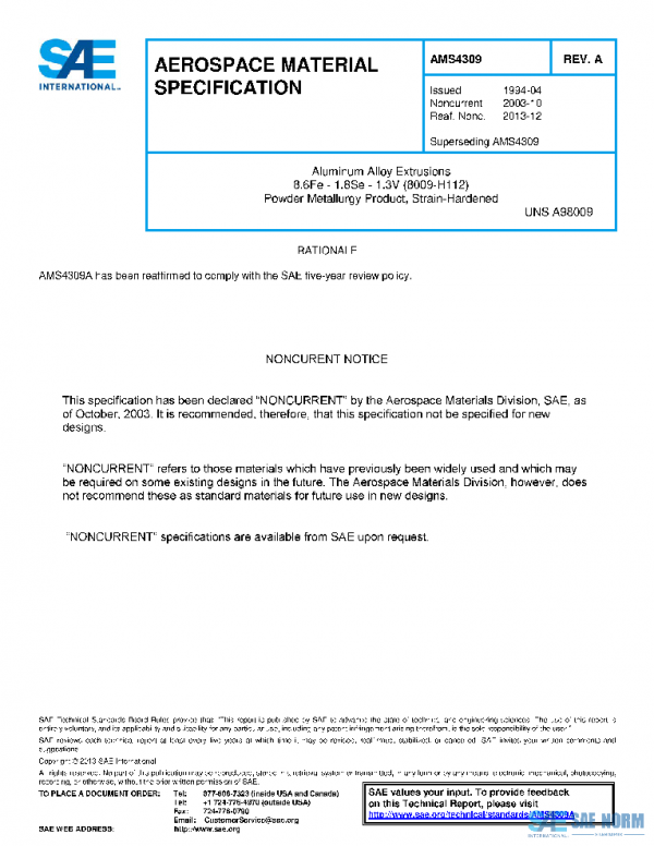 SAE AMS4309A PDF SAE AMS4309A PDF