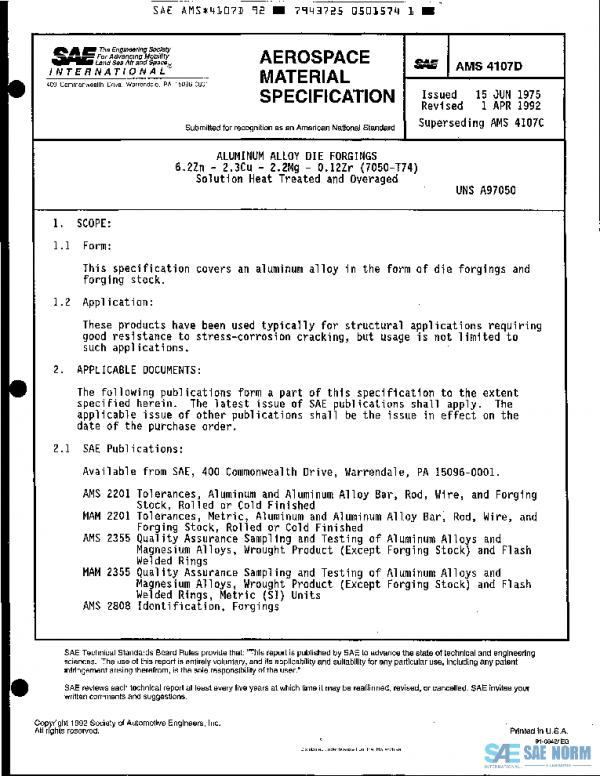 SAE AMS4107D PDF SAE AMS4107D PDF
