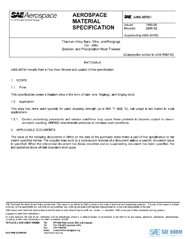 SAE AMS4970H PDF SAE AMS4970H PDF