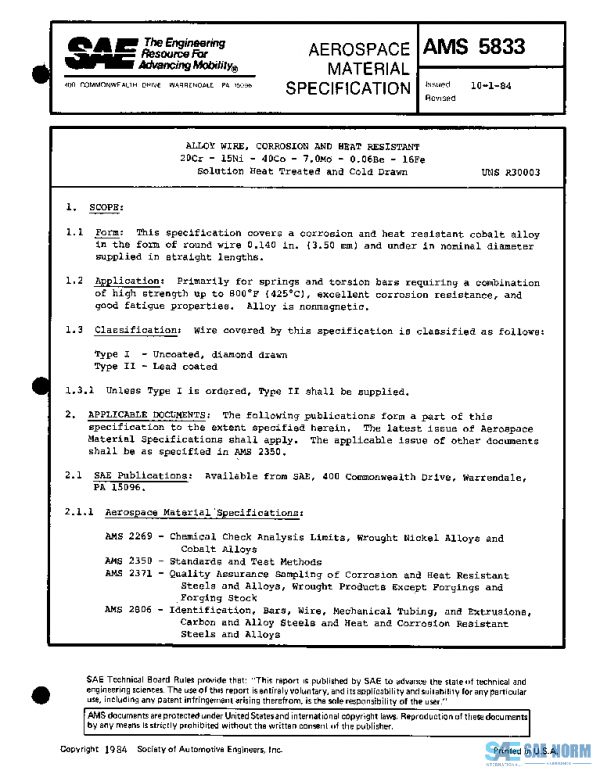 SAE AMS5833 PDF