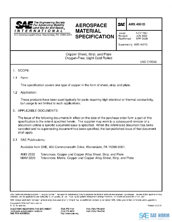 SAE AMS4501D PDF SAE AMS4501D PDF