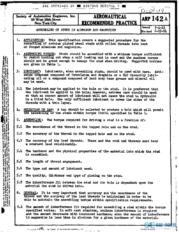SAE ARP142A PDF