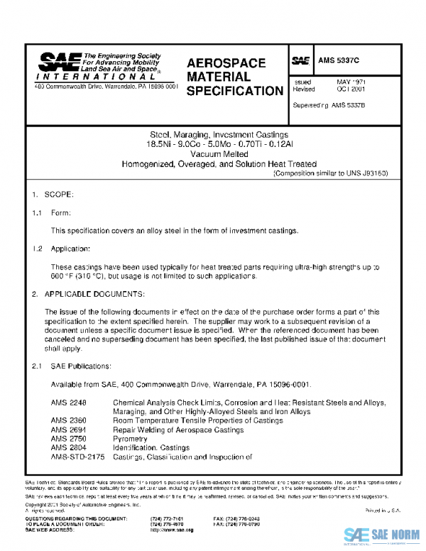 SAE AMS5337C PDF