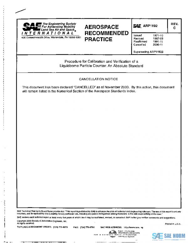 SAE ARP1192C PDF SAE ARP1192C PDF