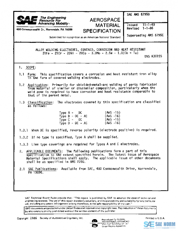 SAE AMS5795D PDF SAE AMS5795D PDF