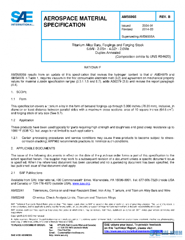 SAE AMS6905B PDF SAE AMS6905B PDF