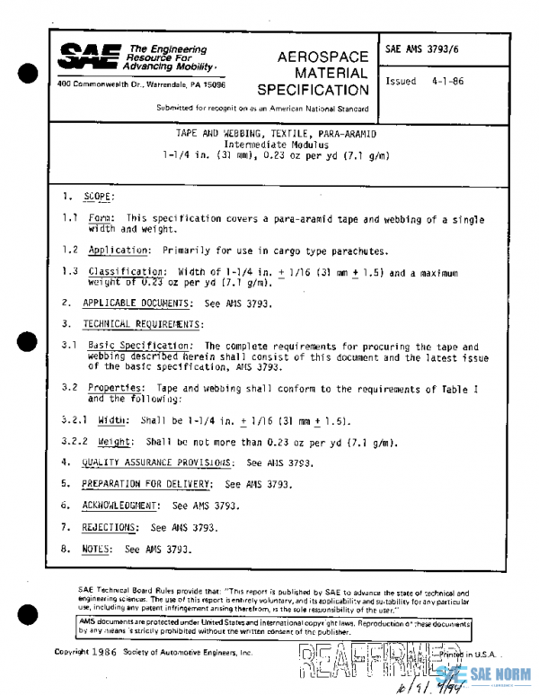 SAE AMS3793/6 PDF SAE AMS3793/6 PDF