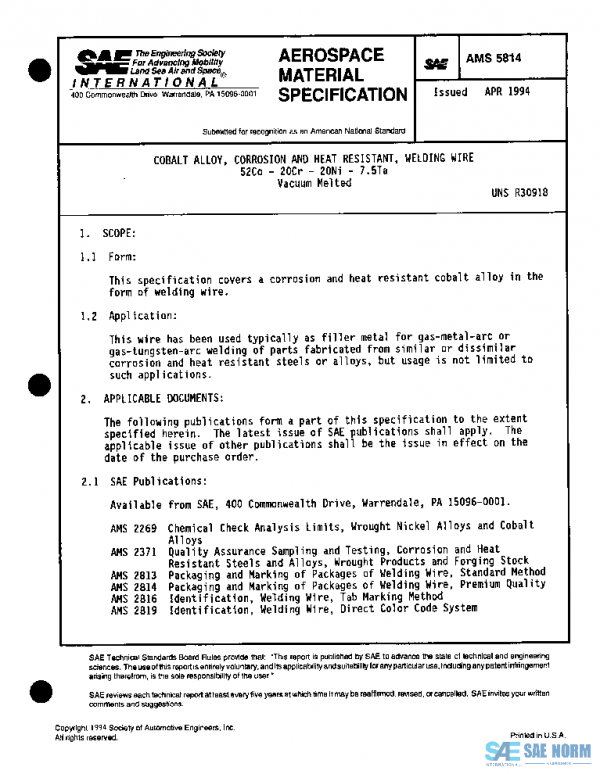 SAE AMS5814 PDF SAE AMS5814 PDF