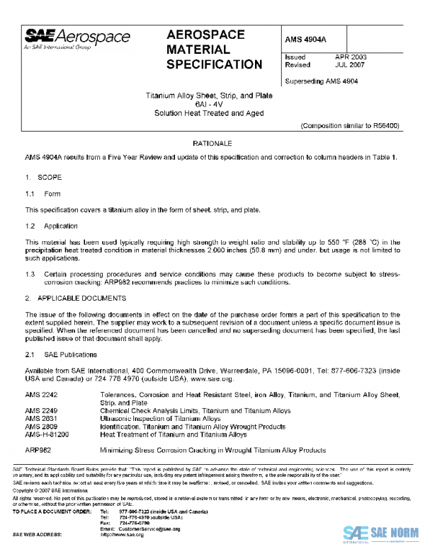SAE AMS4904A PDF SAE AMS4904A PDF