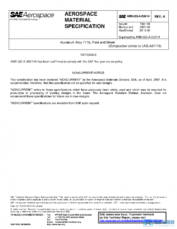 SAE AMSQQA250/14A PDF
