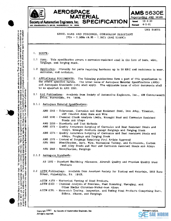 SAE AMS5630E PDF SAE AMS5630E PDF