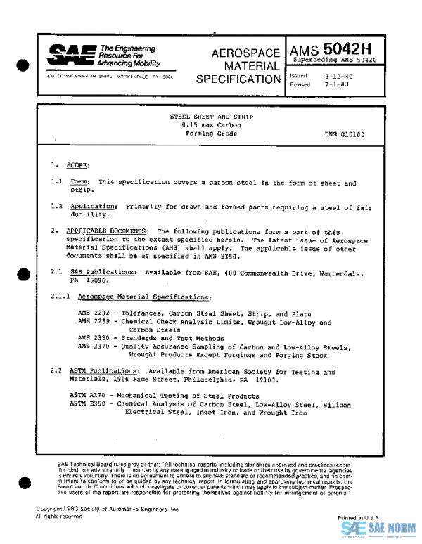 SAE AMS5042H PDF SAE AMS5042H PDF
