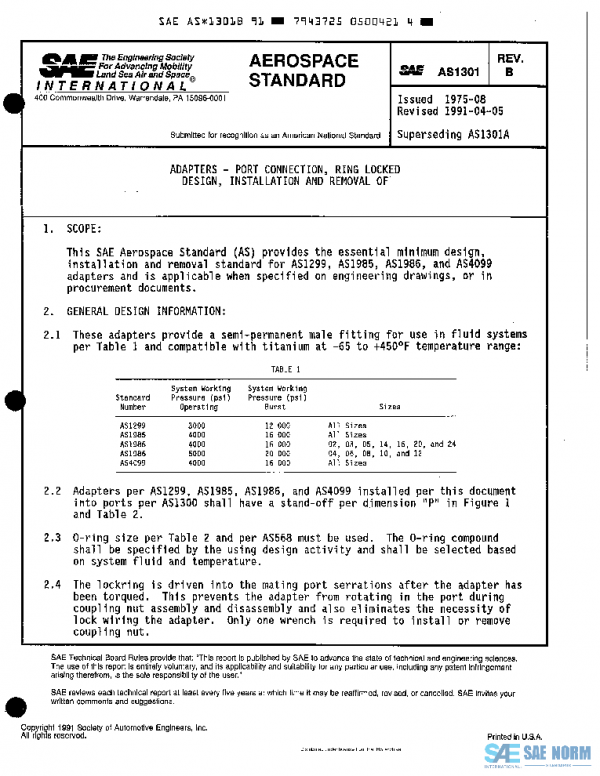 SAE AS1301B PDF SAE AS1301B PDF