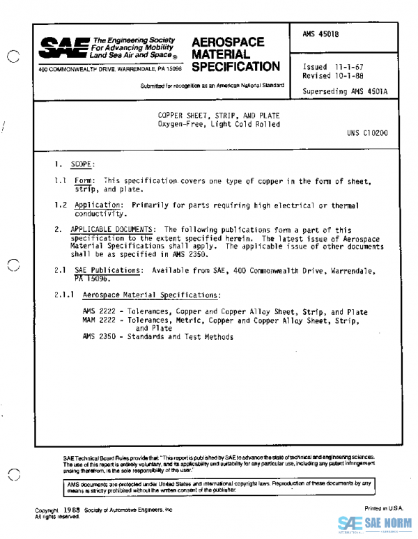 SAE AMS4501B PDF SAE AMS4501B PDF