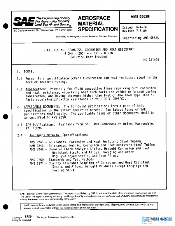 SAE AMS5562B PDF SAE AMS5562B PDF