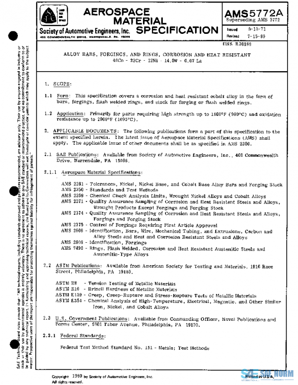 SAE AMS5772A PDF SAE AMS5772A PDF