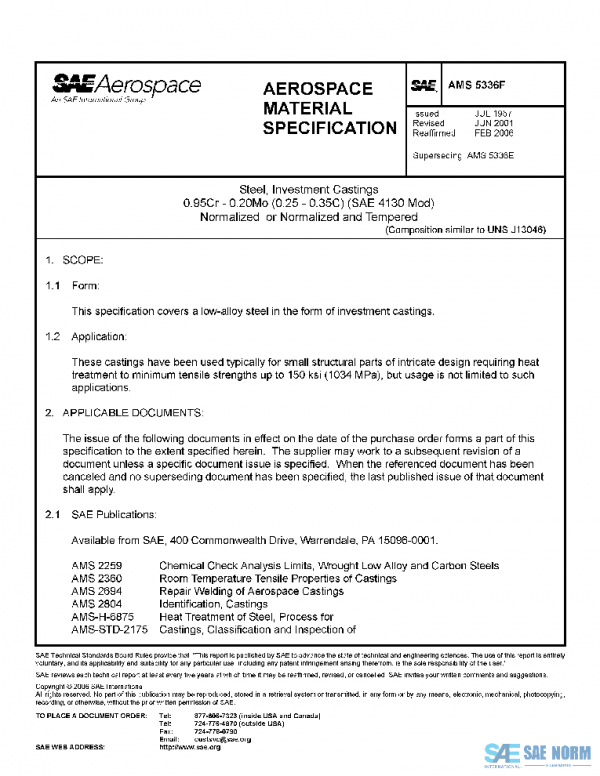 SAE AMS5336F PDF SAE AMS5336F PDF
