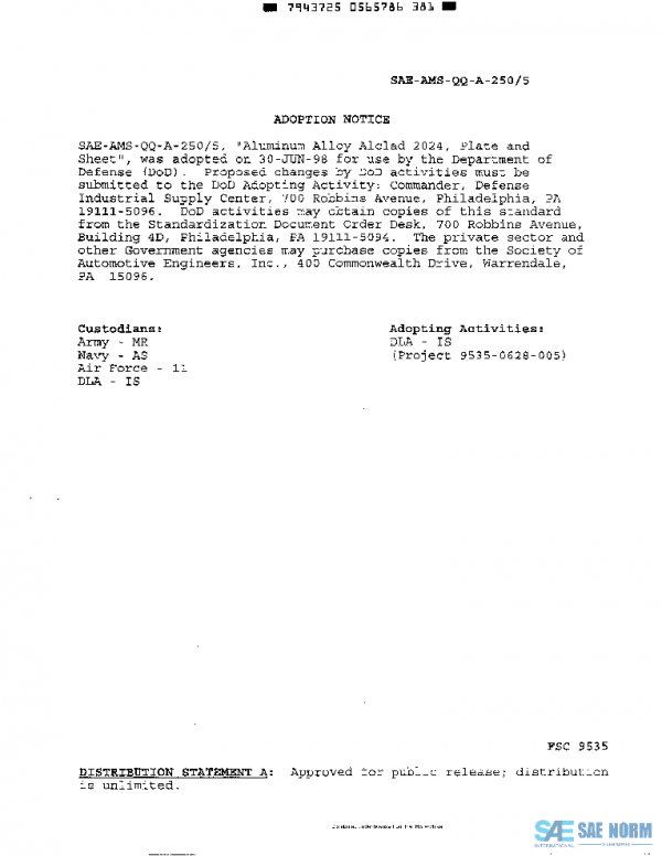 SAE AMSQQA250/5 PDF SAE AMSQQA250/5 PDF