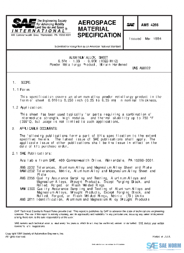 SAE AMS4266 PDF SAE AMS4266 PDF