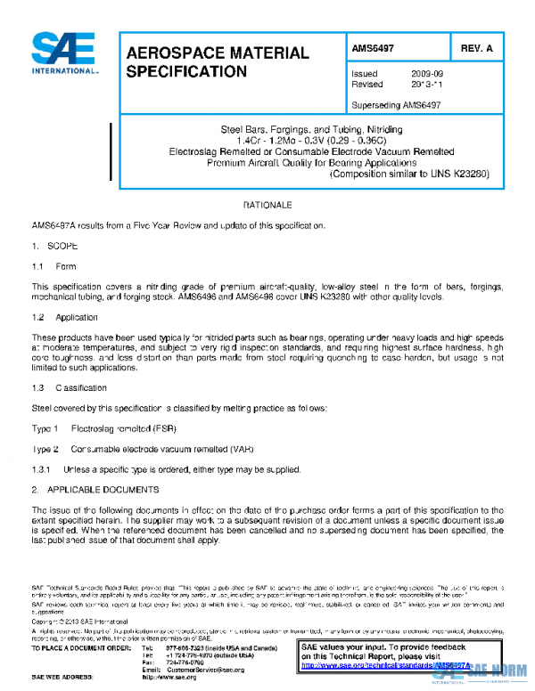SAE AMS6497A PDF SAE AMS6497A PDF
