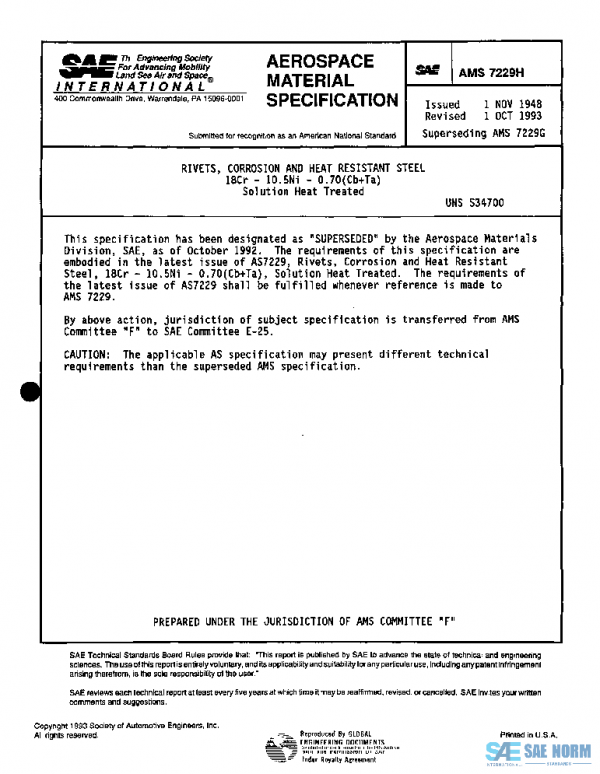SAE AMS7229H PDF SAE AMS7229H PDF