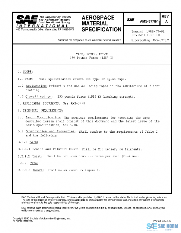 SAE AMS3778/1A PDF SAE AMS3778/1A PDF