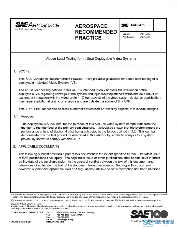 SAE ARP5475 PDF SAE ARP5475 PDF