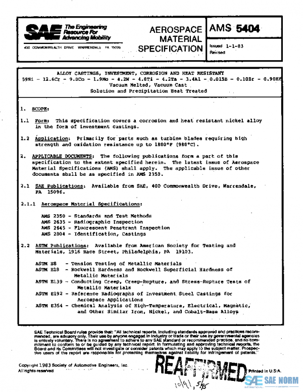 SAE AMS5404 PDF SAE AMS5404 PDF
