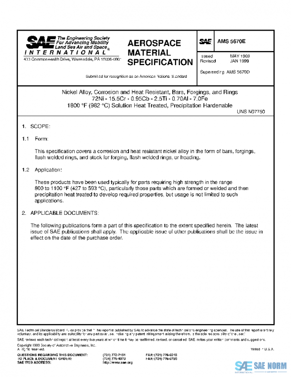 SAE AMS5670E PDF SAE AMS5670E PDF