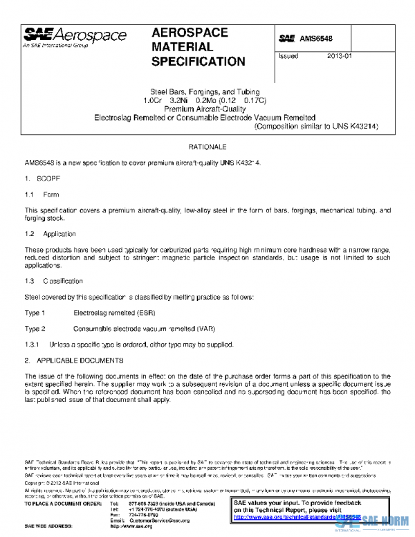 SAE AMS6548 PDF SAE AMS6548 PDF