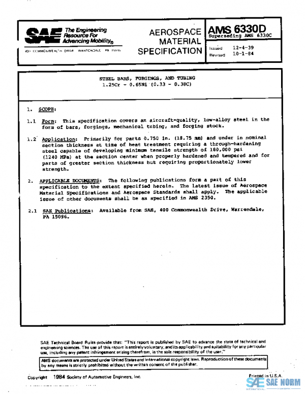 SAE AMS6330D PDF SAE AMS6330D PDF