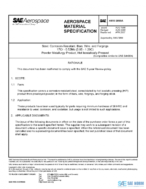 SAE AMS5899A PDF SAE AMS5899A PDF